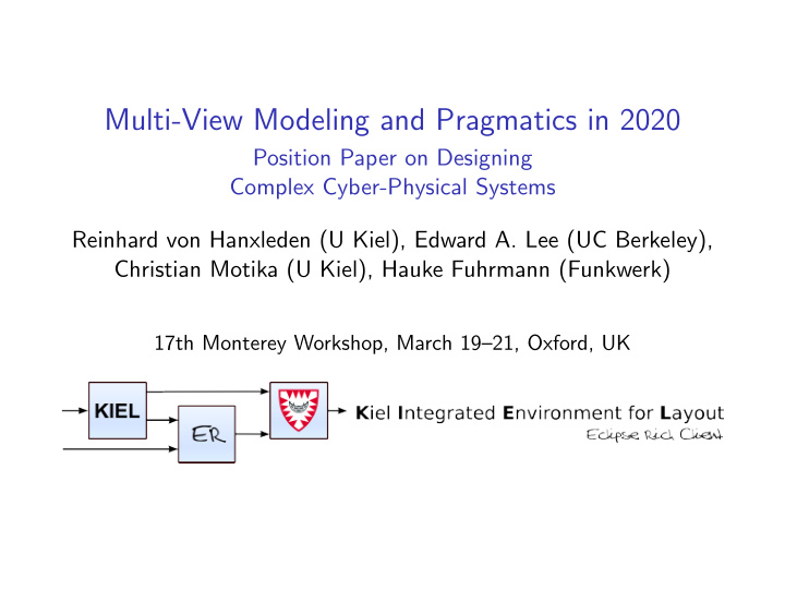 multi view modeling and pragmatics in 2020