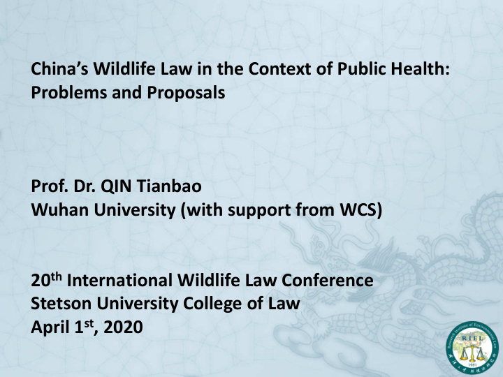 china s wildlife law in the context of public health