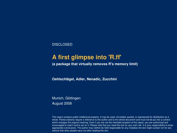a first glimpse into r ff