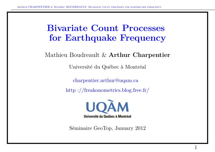 bivariate count processes for earthquake frequency