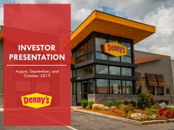 INVESTOR  PRESENTATION  August, September, and  October 2019  FORWARD-LOOKING STATEMENTS AND