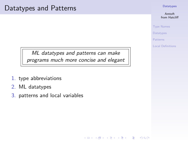 datatypes and patterns