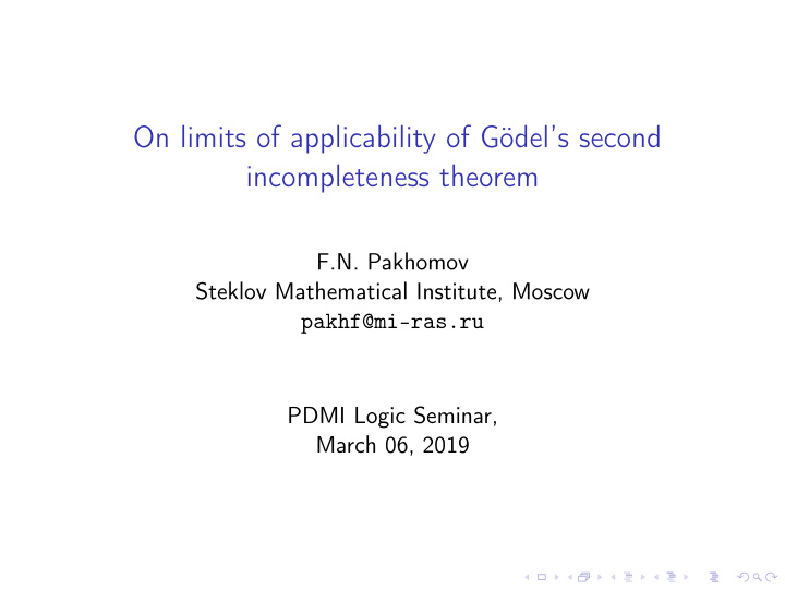 on limits of applicability of g odel s second