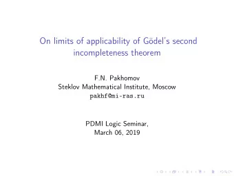 On limits of applicability of G  odels second  incompleteness theorem  F.N. Pakhomov  Steklov