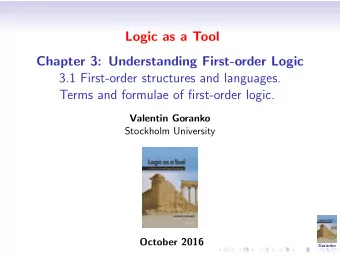 Logic as a Tool  Chapter 3: Understanding First-order Logic  3.1 First-order structures and