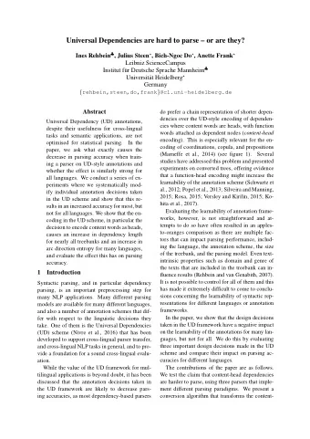 Universal Dependencies are hard to parse  or are they? Ines Rehbein  , Julius Steen  ,