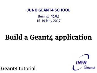 Build a Geant4 application Geant4 tutorial  Application build process  1) Properly organize your