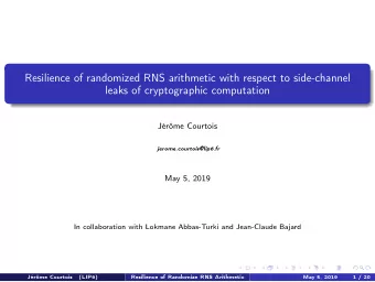 Resilience of randomized RNS arithmetic with respect to side-channel  leaks of cryptographic