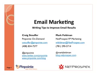 EmailMarke+ng Wri+ngTipstoImproveEmailResults   Craig Stouffer  Mark