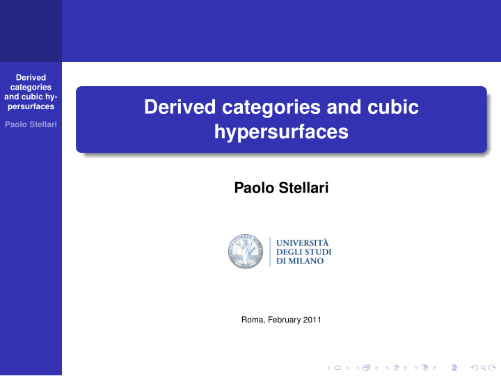 derived categories and cubic