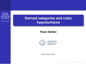 Derived categories and cubic  persurfaces  Paolo Stellari  hypersurfaces  Paolo Stellari  Roma,