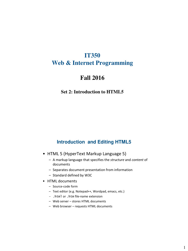 it350 web internet programming fall 2016