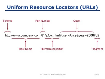 Uniform Resource Locators (URLs)  Scheme  Port Number  Query