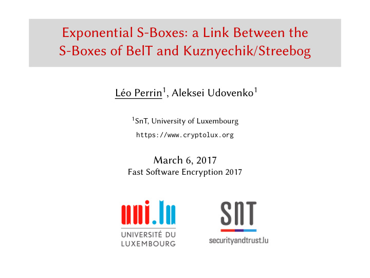 exponential s boxes a link between the s boxes of belt