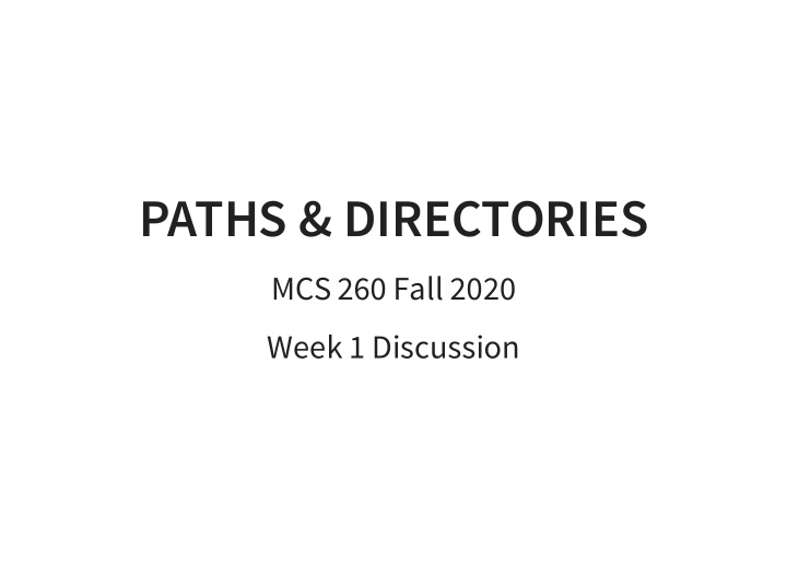 paths directories