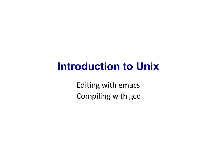 introduction to unix