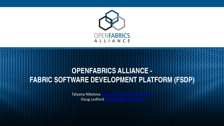 openfabrics alliance fabric software development platform