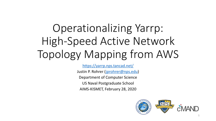 operationalizing yarrp high speed active network topology