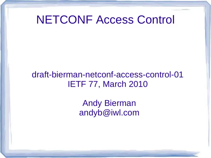 netconf access control