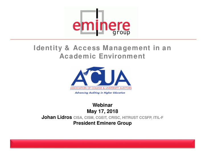 identity access management in an academic environment