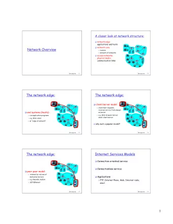 1  Connection-oriented service  Connectionless service Goal: data transfer between end systems