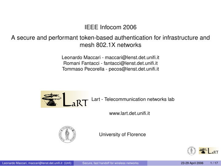 ieee infocom 2006 a secure and performant token based