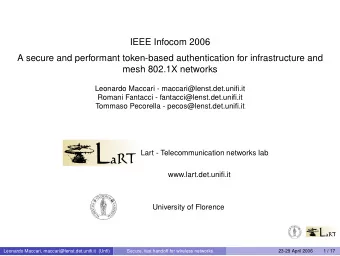 IEEE Infocom 2006  A secure and performant token-based authentication for infrastructure and  mesh