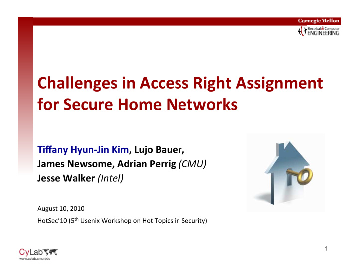 challenges in access right assignment for secure home