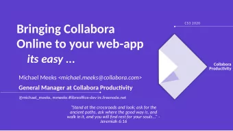 Bringing Collabora  Online to your web-app  its easy ...  Collabora  Productjvity Michael Meeks