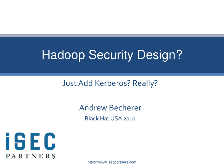 hadoop security design