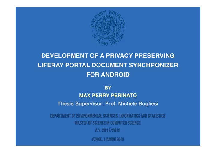 development of a privacy preserving liferay portal