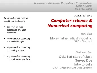 Computer science &amp;  should be introduced to  Numerical computing    our syllabus, class