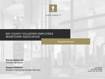 Supplemental  Stanley Domanski Portfolio Specialist  Gregory Balewicz  Lord Abbett  90 Hudson