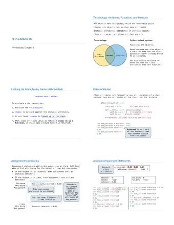 61A Lecture 16  Terminology:  Python object system: Functions are objects.  Wednesday, October 3