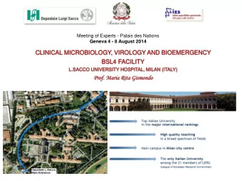CLINICAL MICROBIOLOGY, VIROLOGY AND BIOEMERGENCY  BSL4 FACILITY  L.SACCO UNIVERSITY HOSPITAL, MILAN