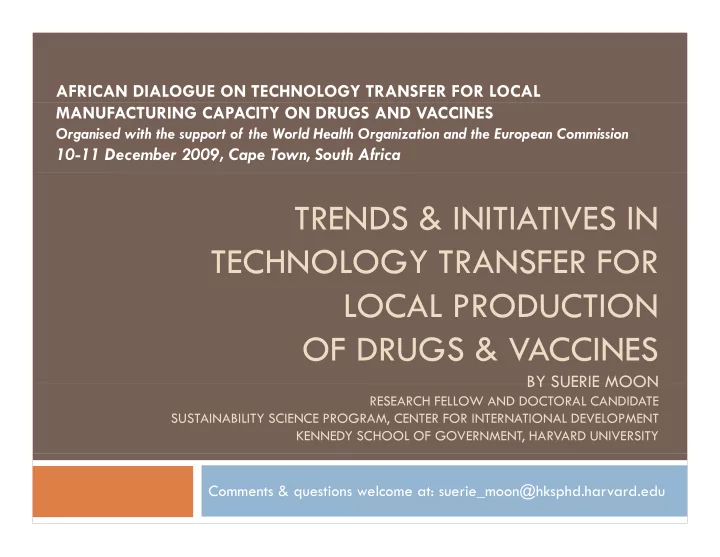 trends amp initiatives in technology transfer for local