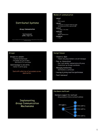 Distributed Systems  anycast  1  nearest 1 of several identical nodes  Introduced with