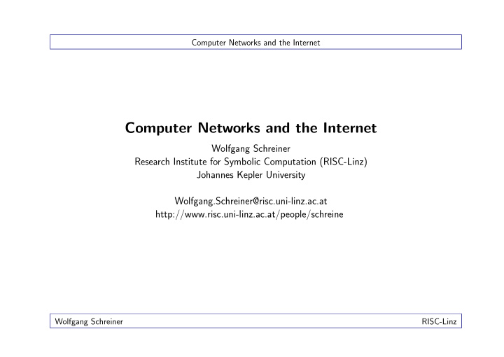 computer networks and the internet