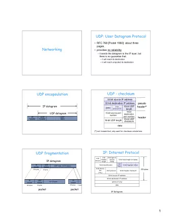 UDP: User Datagram Protocol   RFC 768 [Postel 1980]: about three  pages.  Networking