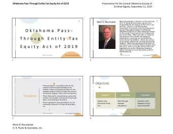 O k l a h o m a  P a s s   accounting organizations including the  Oklahoma Society of CPAs,