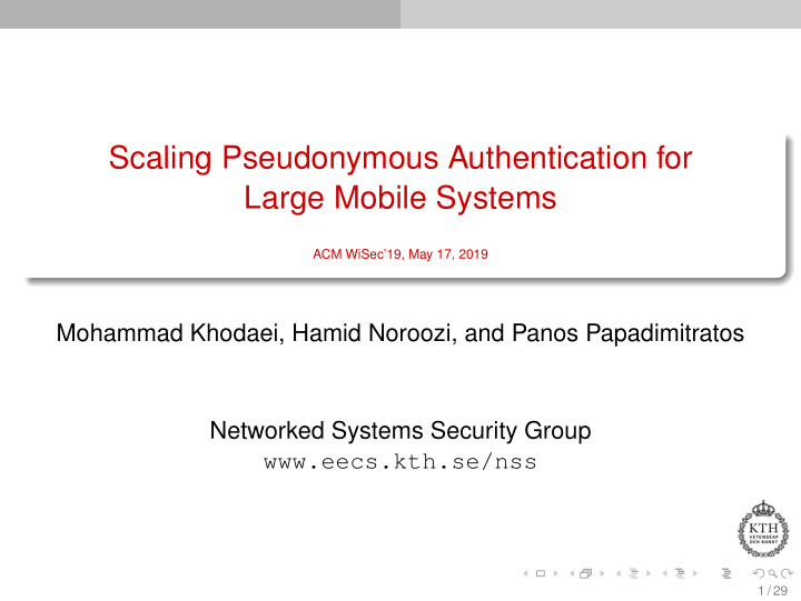 scaling pseudonymous authentication for large mobile