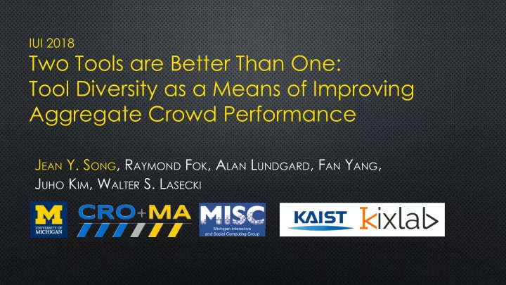 two tools are better than one tool diversity as a means