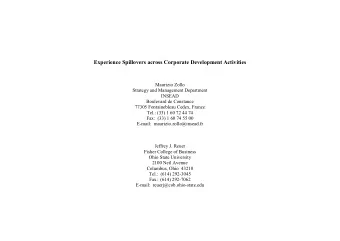 Experience Spillovers across Corporate Development Activities  Maurizio Zollo  Strategy and