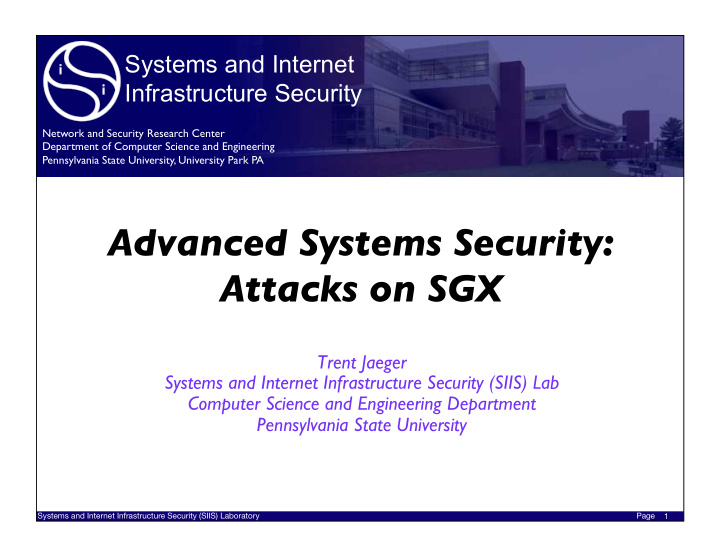 advanced systems security attacks on sgx