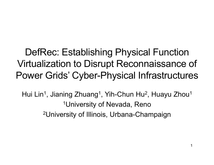 defrec establishing physical function virtualization to