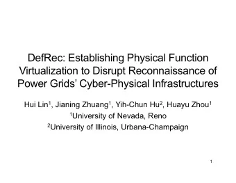 DefRec: Establishing Physical Function  Virtualization to Disrupt Reconnaissance of  Power Grids