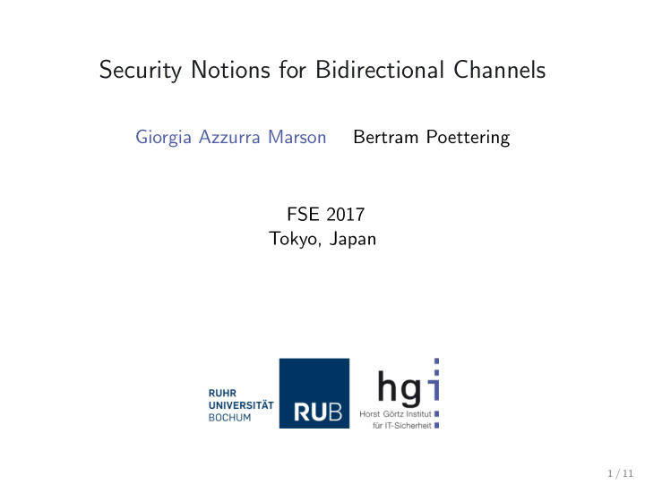 security notions for bidirectional channels