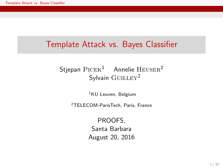 template attack vs bayes classifier