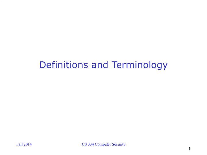 definitions and terminology