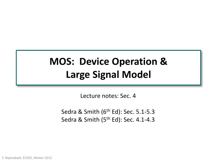 mos device operation large signal model